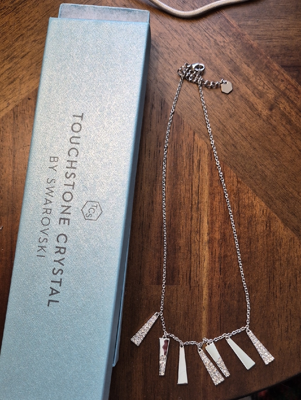Touchstone Crystal Silver Multi-Bar Pendant Necklace with Pavé Accents
